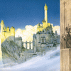 John Howe. Rolozo Tolkien. Minas Tirith and the white tower of Ecthelion.
