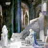 Alan Lee. Gandalf and Pippin meet Denethor.