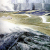 Alan Lee. Rolozo Tolkien. Pelennor Fields, Minas Tirith in background.
